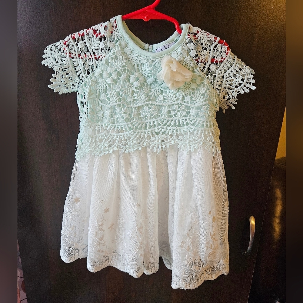 Nicole Miller Mint Green Lace Baby Dress